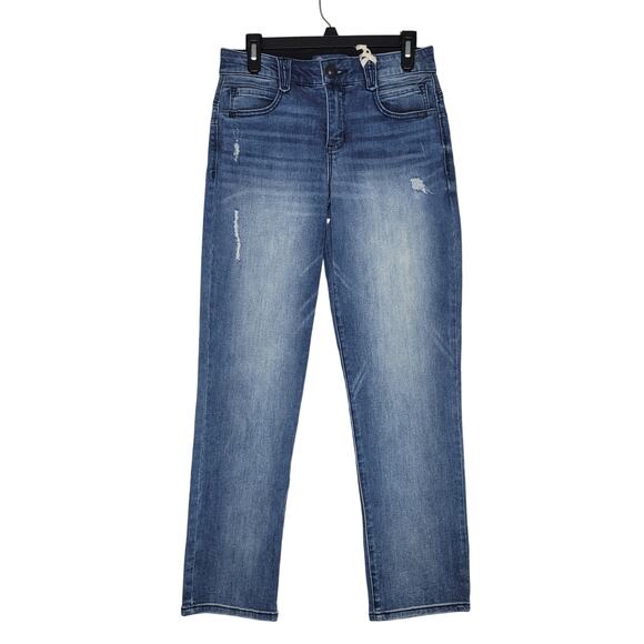 Democracy Straight Leg Jeans 6P Ab Solution Slimming Stretch Distressed Mid Rise - Picture 1 of 5